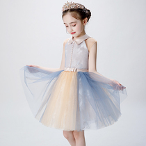 Childrens Gown Princess Dresses Dress Fluffy Little Girl Host Girl Piano Plays Out to Fancy Flowers Child Spring Summer