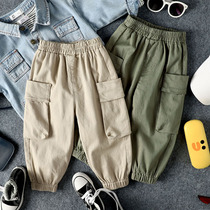 Children Casual Long Pants Fall New Pint Boy Girl Symmetrical Large Pocket Work Pants Baby 100 Hitch Pants Tide