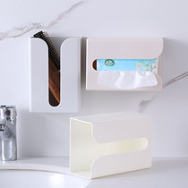 Punch-free kitchen toilet tissue box drawing box wall-mounted paper towel rack creative garbage bag storage shelf