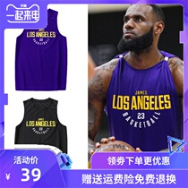 Lakers James basketball vest mens training suit Kuriwei Shao Owen sleeveless waistband loose jersey quick dry