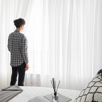 White sand curtain gauze living room bedroom balcony bay window ins Wind white light luxury partition thin gauze white screen screen