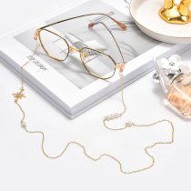 Glasses chain female long eight star pearl hanging neck chain personality retro maple leaf accessories Net red with glasses chain