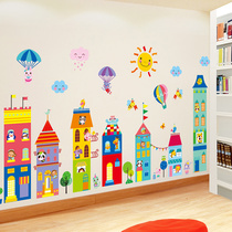3D three-dimensional Castle cartoon wall stickers childrens room decoration kindergarten wall wallpaper self-sticking paper stickers