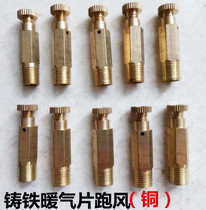 Radiator vent valve Exhaust valve Old cast iron radiator accessories Pure copper hand-screwed vent wire plug running wind