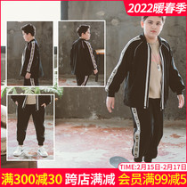Fat children's autumn sports suit 2021 spring and autumn new plus fat children's clothing boy size jacket two-piece set
