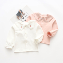 Girls base shirt baby shirt Princess top white baby doll shirt long sleeve T-shirt 1-3 years old autumn cardigan
