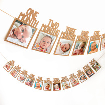 Photo banner baby one year old birthday party record photo wall strip banner children birthday decoration arrangement