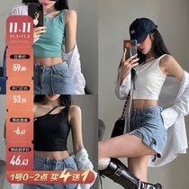 Spot Barbie white summer slanted shoulder sexy slim slim slim inside strap vest women wear ins coat