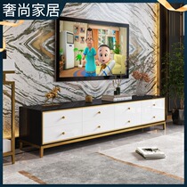 Light luxury TV cabinet living room bright paint can be customized marble rock board modern simple TV cabinet coffee table combination