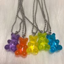  Special offer earth cool girl single product Bungee hip hop fun transparent jelly gummy bear necklace pendant Clavicle chain