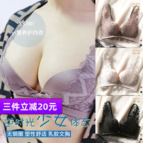 SP and SKIWI joint new reverse time maintenance high-end No steel ring gather lace latex bra underwear women