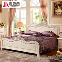  Jiastu European-style bed French bed Solid wood double bed Master bedroom princess bed Luxury bedroom furniture Korean pastoral bed