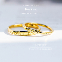 Blue Bestser18k (letter)gold platinum couple couple ring Girlfriends female customized anniversary gift