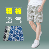 Casual pure cotton shorts Men five-pen pants daddy old and old loose home pants big holiday beach pants