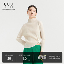 SUD Wei Guang Shepisode _ High-end Triple Homestein Fold Blouse Spring Summer New Pint High Bomb Small Standing Collar Long Sleeve Undershirt Woman