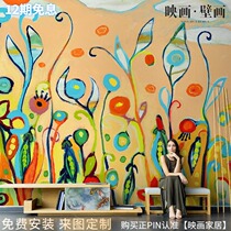 Nordic Hand Painted abstract Flower branches Branches Living Room TV Background Wall Paper Seamless Sofa Wallpaper Mural Wall Cloth