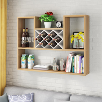 Red wine rack storage rack Wall wine cabinet household wall restaurant wine Lattice Diamond creative solid wood wine rack