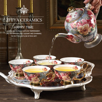 Classical rose European bone china coffee tea set English luxury ceramic Afternoon Tea Teapot Cup with tray