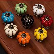 Full ten European pastoral cartoon ceramic pumpkin handle cabinet wardrobe drawer door handle childrens room decoration
