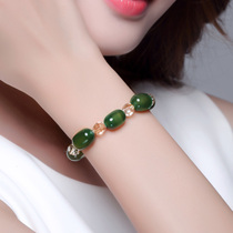 Natural green agate crystal bracelet ladies hand string female bead beaded bead jewelry Jade new bracelet handpiece