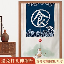 Japanese fabric curtain kitchen creative cat partition curtain Home Oil-proof restaurant decoration half curtain