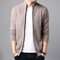 Georgi Armani autumn and winter mens 100% pure cashmere sweater jacket Knitted cardigan semi-turtleneck zipper sweater