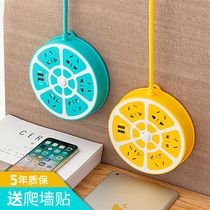 Cartoon Disc Round Patch Board Dormitory Students with creative usb Plugboard With Line Climbing Wall Cute Personality Multifunction Home Fixed Wall Stickup Mecchia Socket Panel Porous Power Skewer