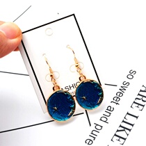 Blue Planet earrings female Korean temperament personality fashion star earrings long pendant earrings