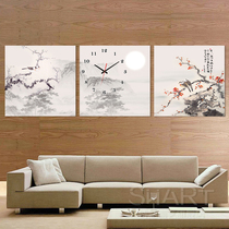 Nan Jingyang new Chinese living room decoration painting sofa background wall triple painting wall clock restaurant hanging painting office mural