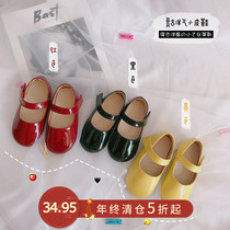  Little pudding baby childrens clothing 2021 new girls Korean foreign style leather shoes baby spring and autumn all-match velcro shoes
