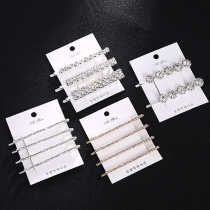  Japanese and Korean rhinestone adult headdress edge clip temperament simple hair accessories bangs hairpin jewelry cute word hairpin