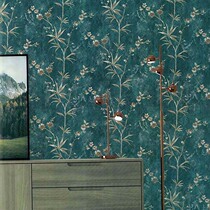 American wallpaper rural pastoral non-woven wallpaper living room bedroom background wall AB version vine blue wallpaper household