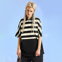 SoulSense stripe short sleeve retro hip hop high end lapel casual national tide polo shirt top dad