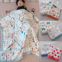 INS infant 6-layer yarn pure cotton gauze cover blanket breathable and soft baby cartoon bath towel absorbent 110 * 110