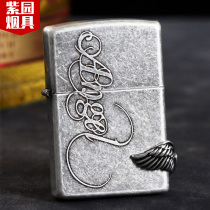zippo windproof lighter genuine black ice ancient silver stickers love Angel Angel wings love love love love