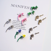 Solid Rose Metal Gun Dolphin Fun Baking Varnish Because Pierced Ear Spikes Punk Personality Trampoline Earrings