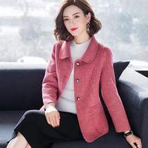 Middle-aged female plaid with short fur great coat and body boutique 2019 autumn and winter new Korean version of the baby jacket Mom clothes