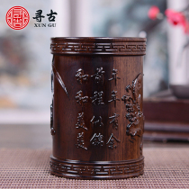 Looking for ancient black sandalwood carving year over year pen holder pendulum pieces solid wood solid wood text room Four Treasure Office Book Room Calligraphy Supplies