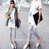 Korean maternity dress spring summer 2021 New pregnant women leggings modal cotton plus size belly pants ankle-length pants