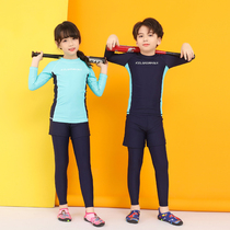 Childrens swimsuits for boys and girls split sunscreen quick-drying diving suits long-sleeved trousers surf middle-aged children Beach swimwear