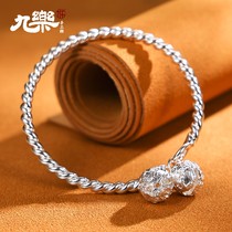 Nine Le Foot Silver 999 Silver Bracelet Female Step One Ring Palace Bell Silver Bracelet Twisted Bell Bracelet For Girlfriend Gifts