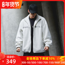 Muscle Dog Tide Brand Sports Sherpa Cashmere Jacket Mens Winter Warm Short Cardigan Cotton Stand-up Collar Sportswear