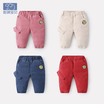 (Yiqi Baby) Baby workwear pants autumn winter pants thickened warm winter clothing male baby pants external wear long pants