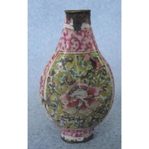 Collection of genuine Qing Dynasty bronze tires on both sides of the window painting enamel hundred flowers do not fall to the ground beauty shoulder nose pot