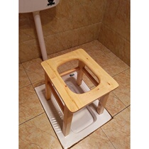 Thickened new folding solid wood reinforcement for pregnant women wooden armrest toilet chair for the elderly toilet for the elderly