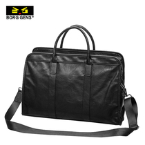 borggens handbag men casual Korean version travel bag business large capacity single shoulder inclined satchel leather luggage bag