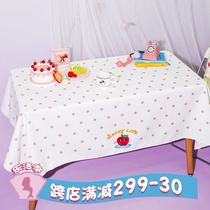 Zuo Xian Dun Road cute Japanese retro coffee table tablecloth plaid striped polka dot desk waterproof cloth insulated table mat