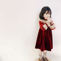 Girl Temperament Dress 20 Autumn Winter Womens Baby New Year Red Dress Children Extravagant Velvet Gown Dresses Dresses Dresses