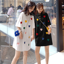 Pregnant womens clothing belly does not show pregnant Cotton pregnant womens dress summer new age reduction small pregnant womens skirt 150cm summer