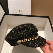 Net red Bailey octagonal hat feminine temperament flat top navy newsboy hat summer Korean version wild autumn and winter cap tide